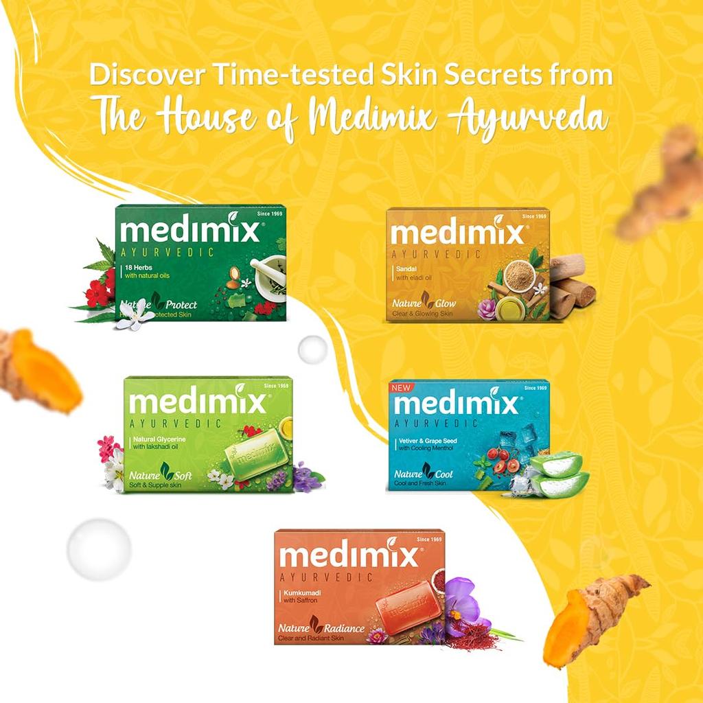 Medimix Ayurvedic Turmeric & Argan Oil Bathing Bar 125g x 5 Soap Radiant Skin