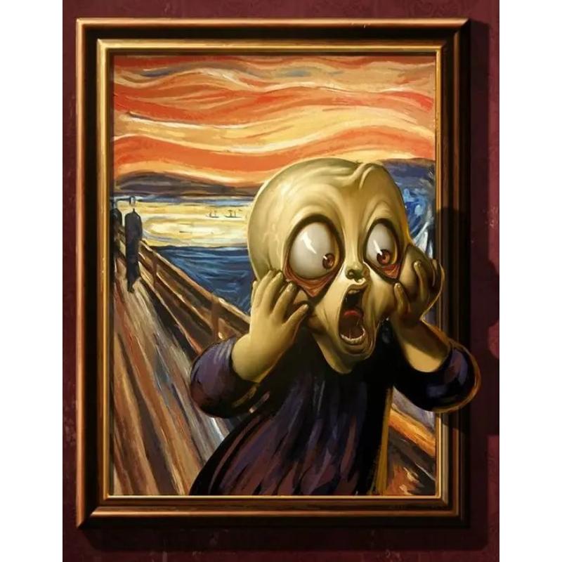 Edvard Munch Skriet Och Mona Lisa Rolig Tecknad Konstverk Poster Canvastavla Abstrakt Väggkonst Bilder Heminredning