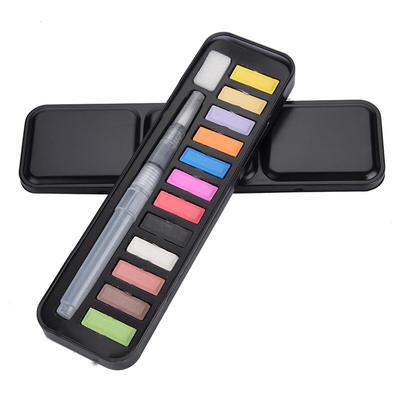Sada pevných akvarelových barev Rozpustný pigment Kreslení Malování Štětec Akvarelová barva(12 barev)