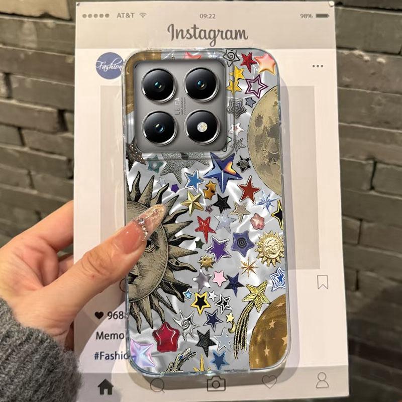 Retro Sun Marine Floral Eyes Girls Women Phone Case For Xiaomi 14T 13T Pro 14Tpro 13Tpro 11 Lite 5G NE Shockproof Fundas Cover