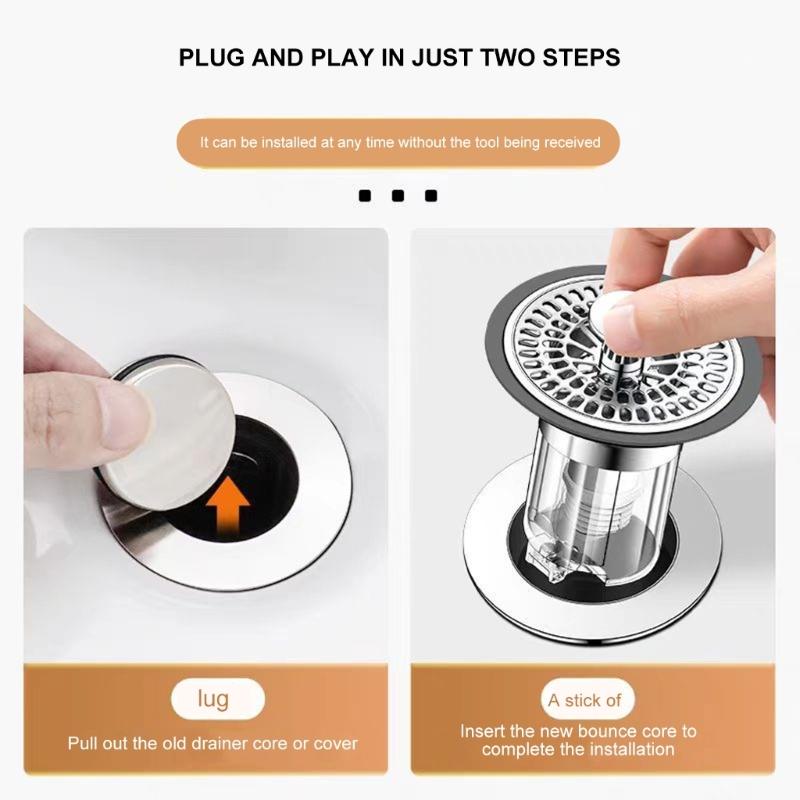 Washbasins Sink Drain Stopper Bathtubs Plug Anticlogging Drain Filter Drain Hair Catcher for Bathroom Kitchen Enduring