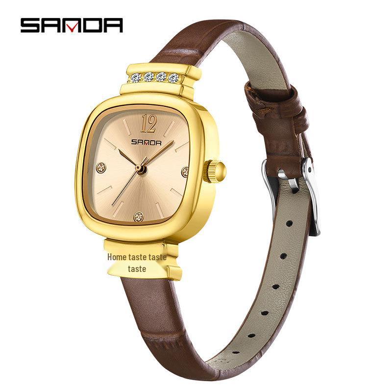 SANDA Women s Retro Quartz Small Square Luxury Waterproof Watch