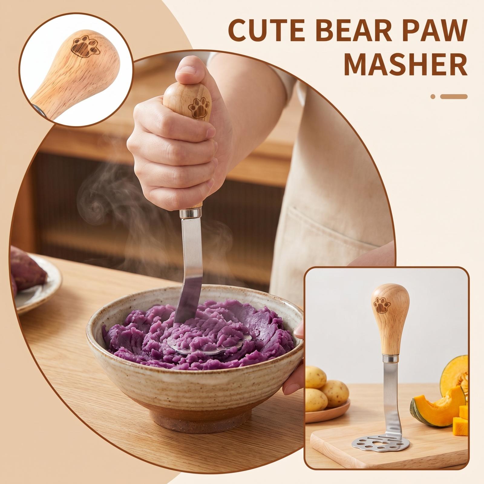 Bear-Shaped Potato Masher for Mashed Potatoes Potatoes Pumpkin and Vegetables one size