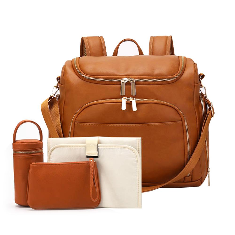 Diaper Bag Backpack Convertible Travel Tote Diaper Bag PU Leather
