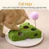 Cat Puzzle Toy Cheese Shape Cat Treat Puzzle Toy with Teaser Wand Bell Ball Feeding Box for Playground Medium Large Small Breed
