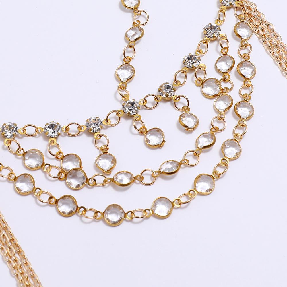 European And American Jewelry, Creative Fashion Versatile Gemstone Tassel Multi-Layer Diamond Headband Headband Headband Headgear Headdress