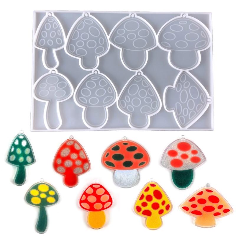 Pendant Molds Keychain Jewelry Mold Mushroom Shape Silicone Keychain Mold Silicone Material Hand-Making Tool for Pendant