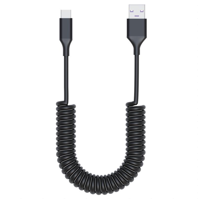 Spring-Stretch Type-C Fast Charging Cable for Phones & Tablets
