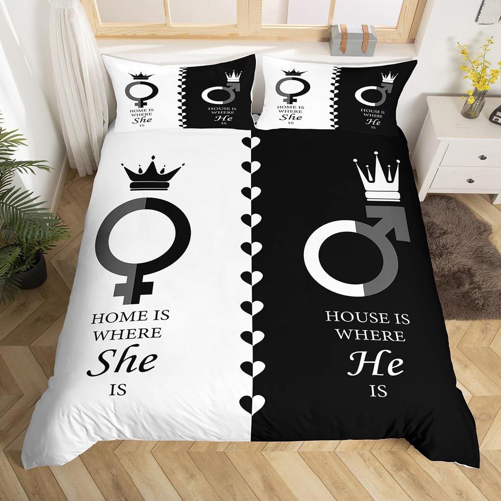 Luxury Crown Duvet Cover Set Vintage Red And Black Comforter Cover Romantic Wedding Queen King Bedding Sets Valentines Day Gift