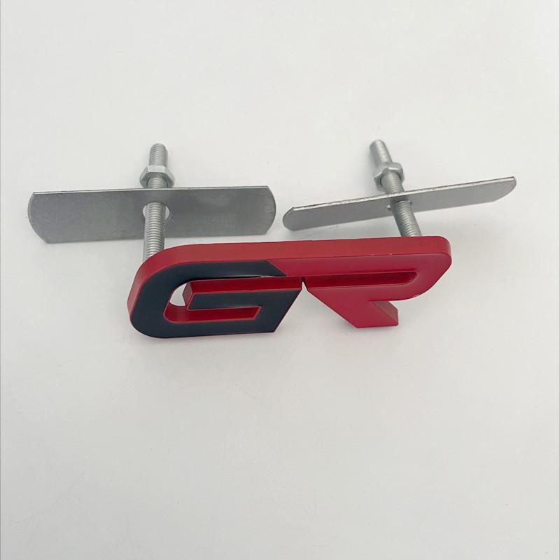 3D Metal Black Red Logo GR Emblem Letters Car Front Grill Badge For Hilux CHR Corolla Yaris GR Sticker Accessories
