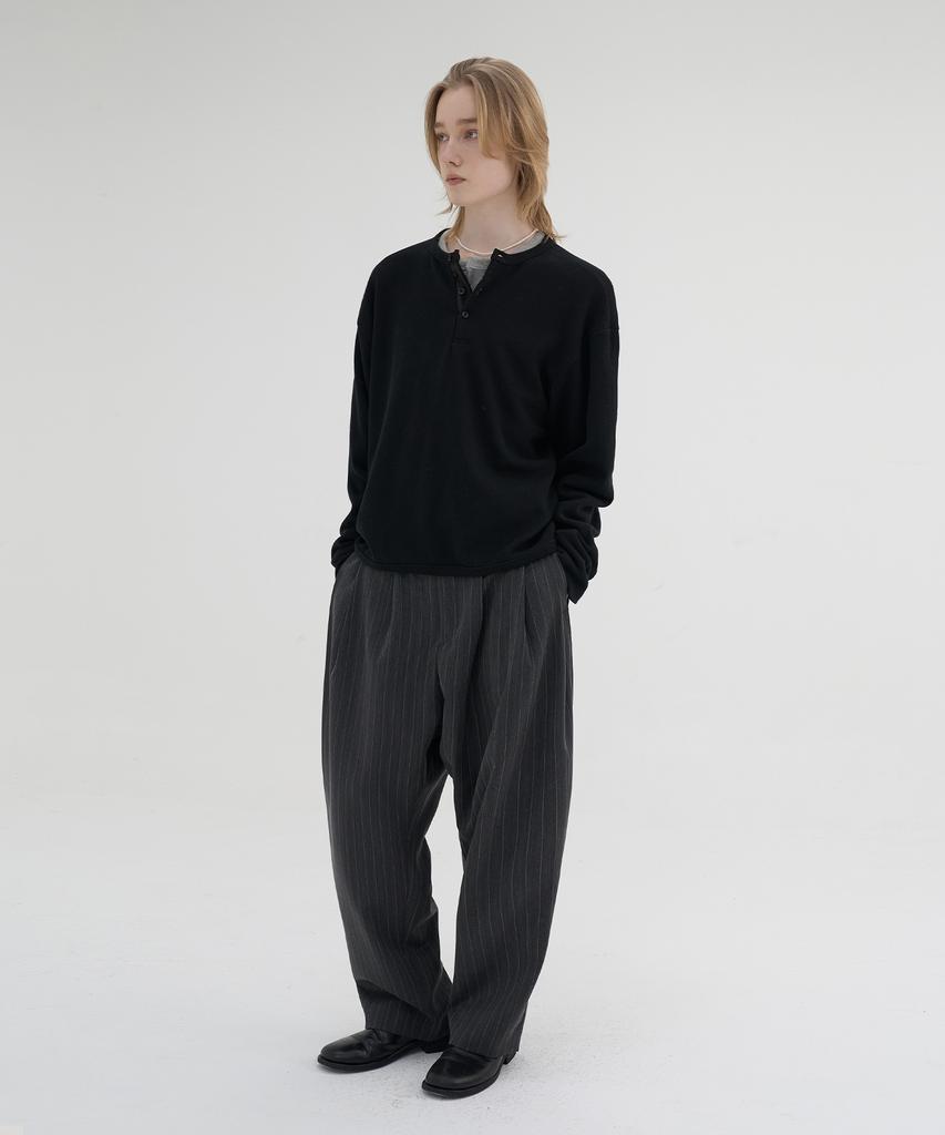 KNOUUN Pique Henley T-Shirts (Black)