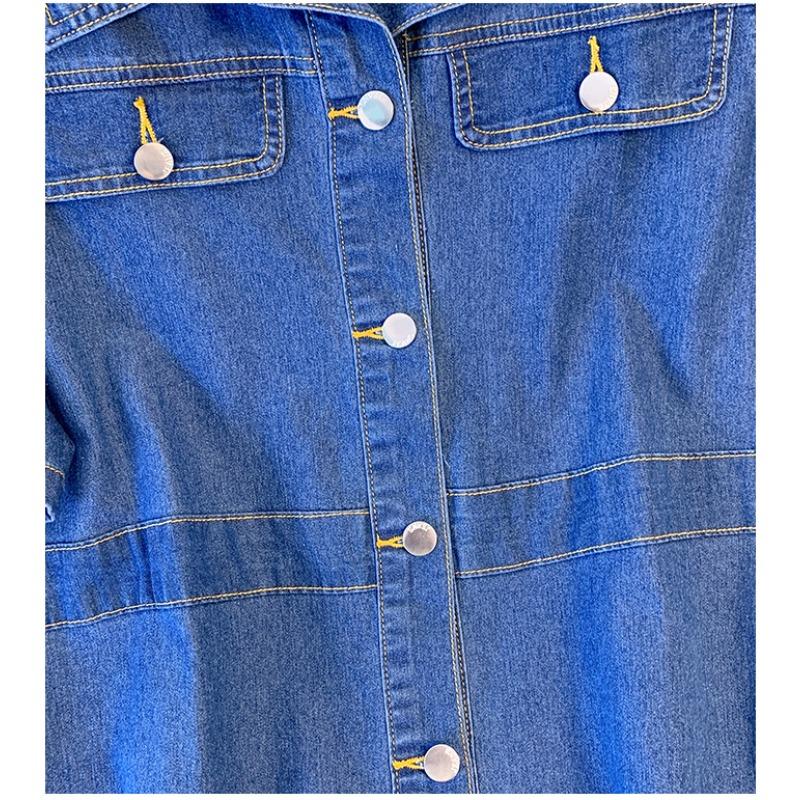 Plus Size Women's Denim Dress Short Summer Thin Thin Polo Collar Work Dress