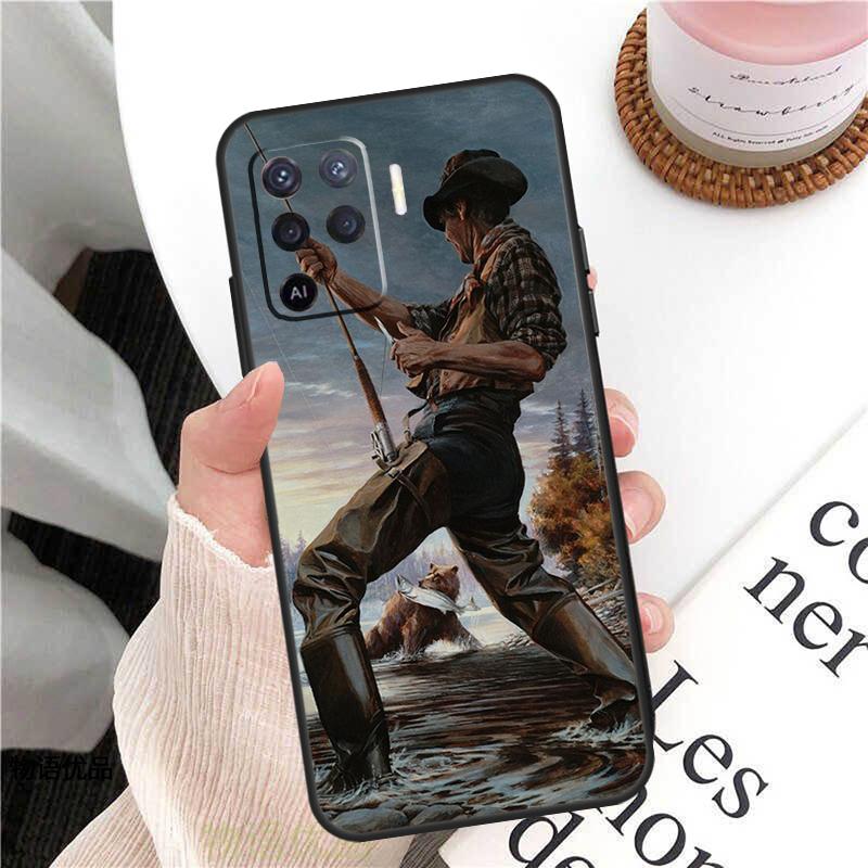 Fish Fishing Fisherman Case For Oppo A78 A54 A74 A94 A17 A57 A77 A76 A16 A96 A18 A60 A80 A40 A38 A58 A98 A15 A5 Pro