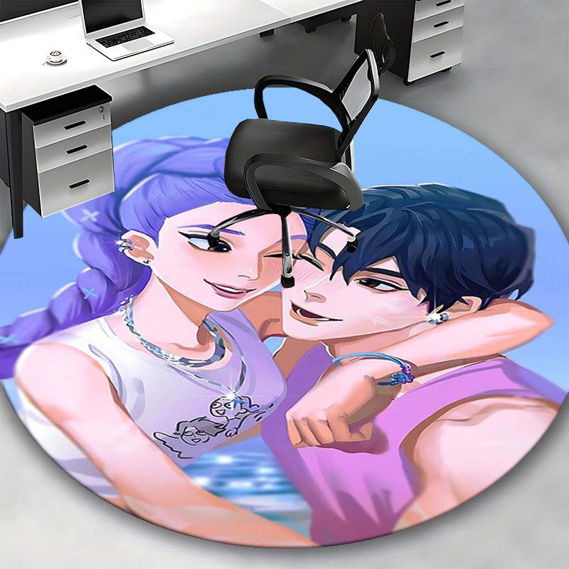 1pc Anime Design Round Carpet - Office Chair Mat with Cute Dog Print, Non-Slip Rug for Home Decor