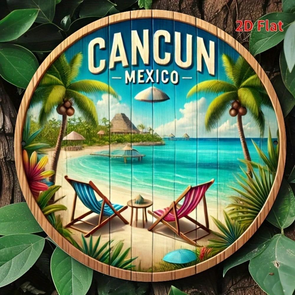 Металлическое Настенное Искусство Monana Мексика Вывеска Винтажный Стиль Декор Кухни Алюминий Канкун Произведение Искусства 20x20