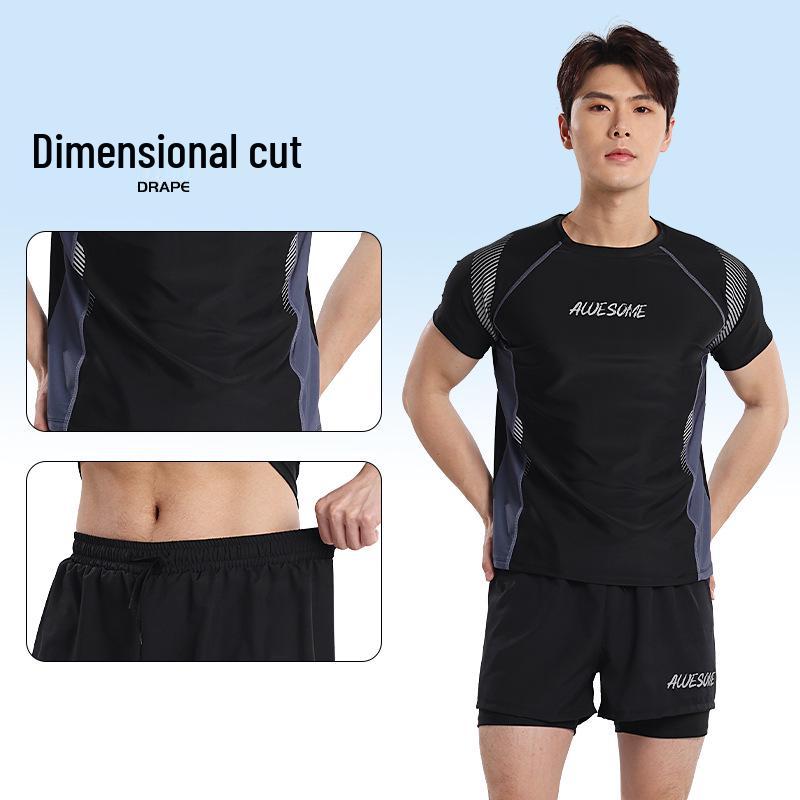 Men's Plus Size Quick-Dry Double Layer Swim Trunks