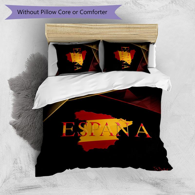 Spain Football Printed Bedding 3 Piece Set Cozy Breathable Bed Cover Set As Housewarming Holiday Gift