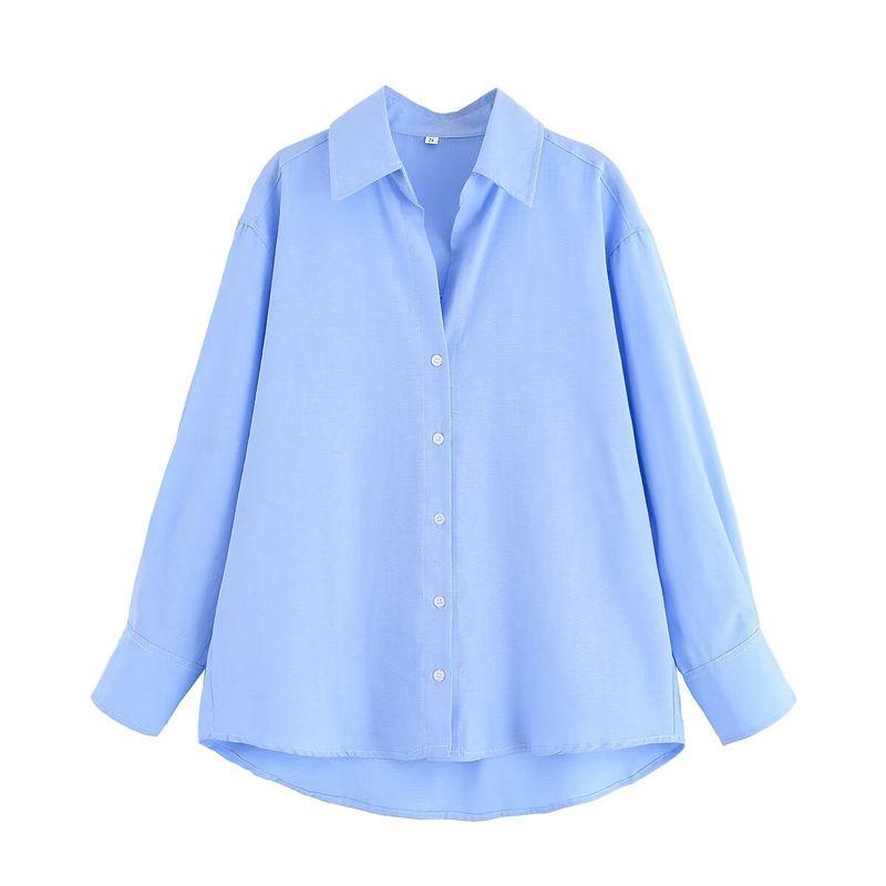 Kaslead New Arrival Women's Fashion Style Fashion Blended Long Sleeves Lapel Shirt 8741049