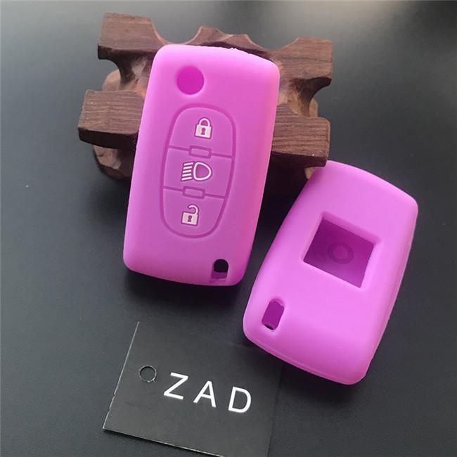Silicone Rubber Car Key Cover Case Shell Protect For Citroen C2 C4 C5 Picasso Xsara C5 C6 C8 Folding 3 Button Key Accessories