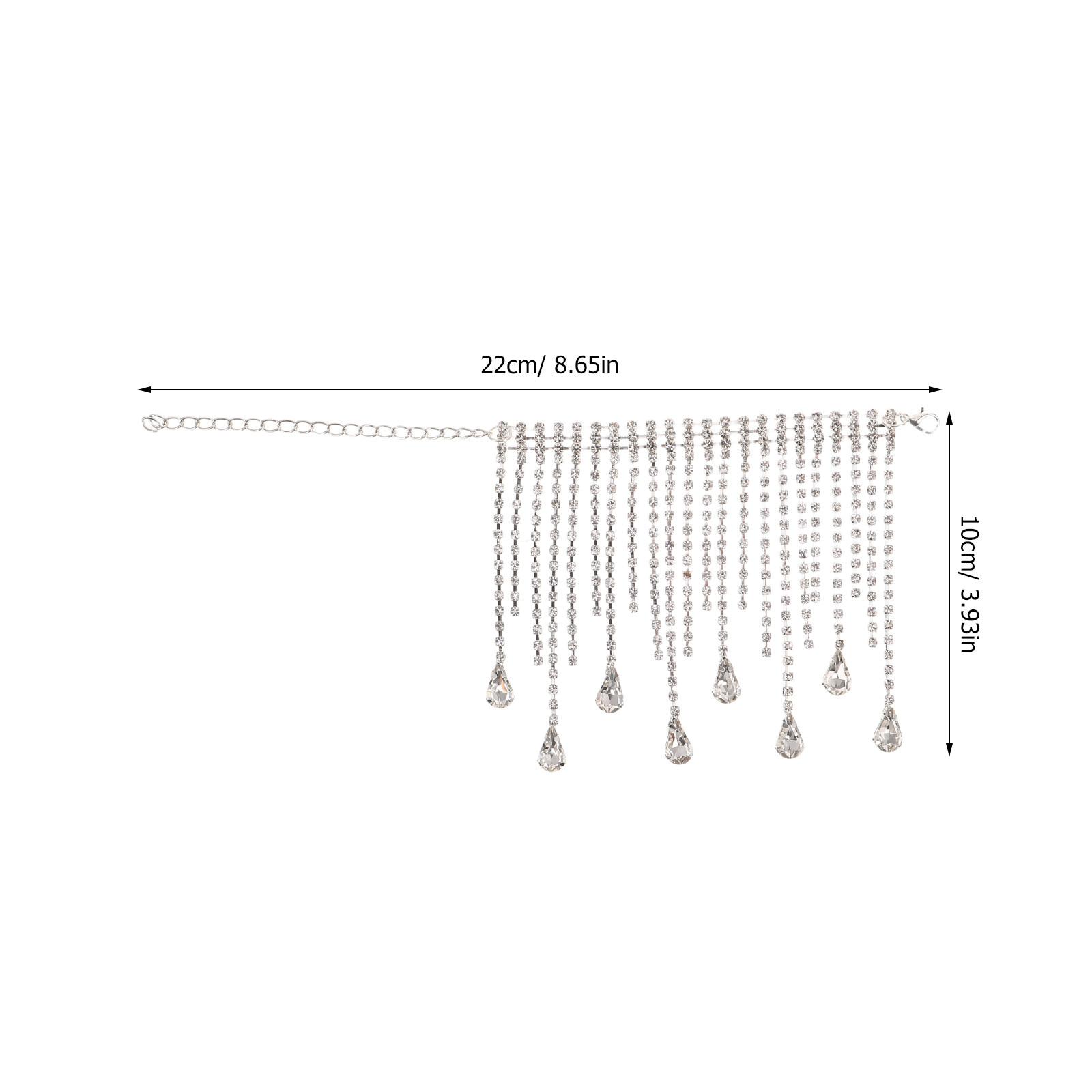 

2Pcs Rhinestone Wine Bottle Cover with Sparkling Tassel Pendant and Elegant Veil for Wedding Party Events Festive Bottle серебряный