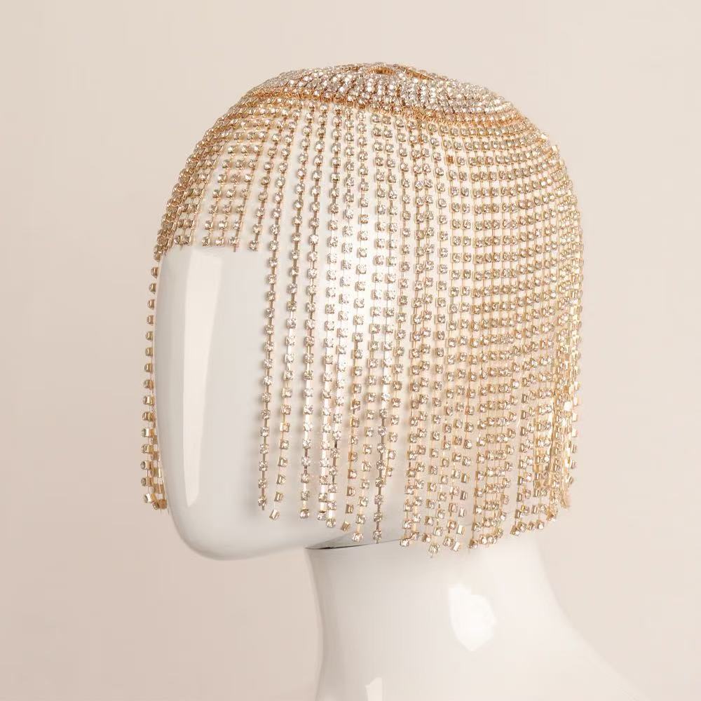 Головные уборы со стразами, преувеличенные кисточки для волос, нишевый дизайн, темперамент, популярные в интернете головные уборы со стразами для женщин золотой