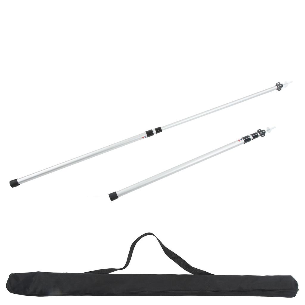 2pcs Camping Tent Poles Aluminum Alloy Adjustable 95 to 235cm Telescopic Canopy Supporting Rods with Storage Bag for