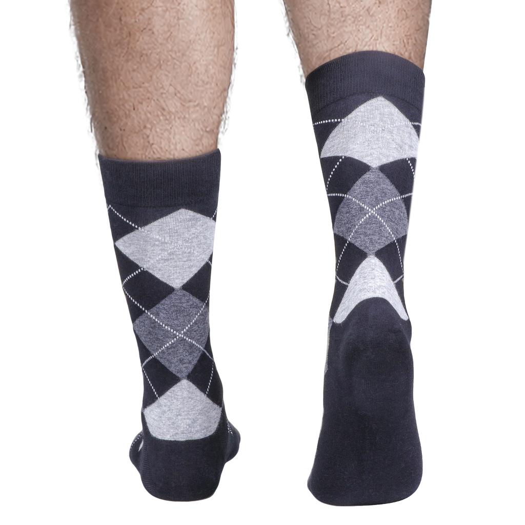 5 Paar Herren Argyle Gestreift Einfarbig Gerippt Schwarz Crew Kleidersocken Gemustert Täglich Business Socken Schwarz Weiß