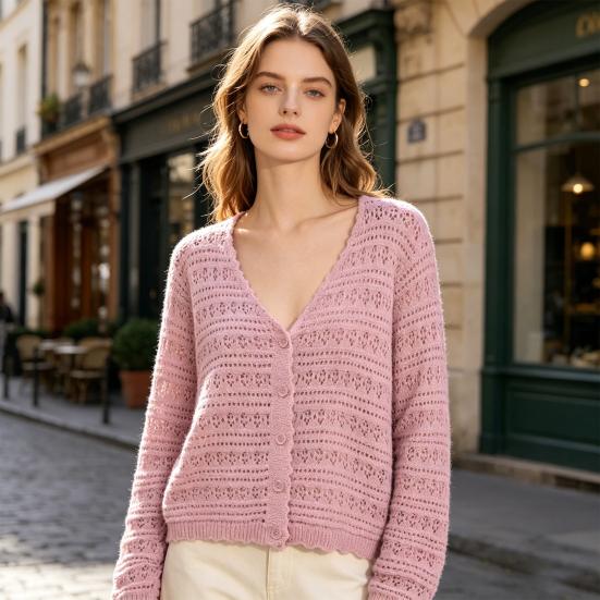 Dámský háčkovaný přehoz na plážovou dovolenou, boho, s výřezy, dlouhý rukáv, zapínání na knoflíky, letní košile na ochranu před sluncem