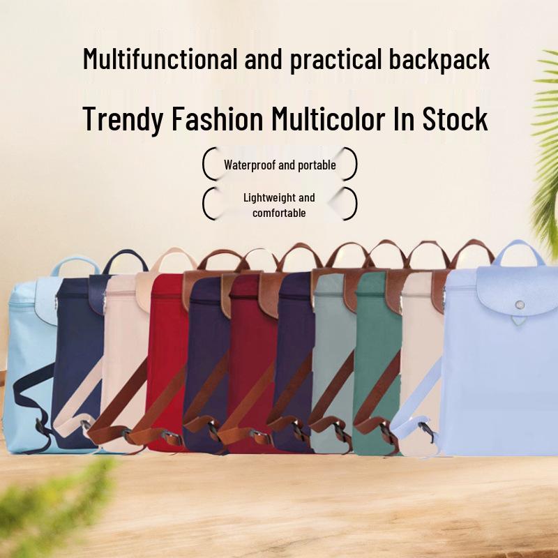 French Dragon Inlay Waterproof Nylon Backpack with Phone and ID Pocket - Women's Casual Street Style