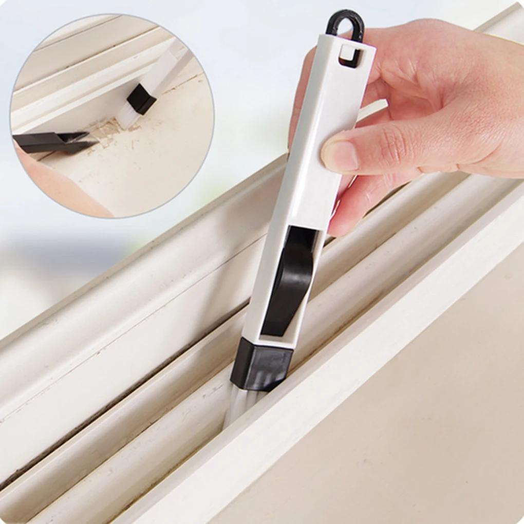 Portable Two-in-one Cleaning Brush Multifunctional Door and Window Keyboard Groove Cleaner Dust Shovel Window Rail Cleaning Tool