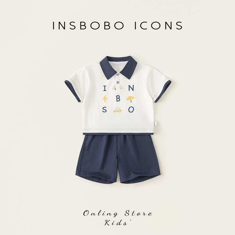 Insbobo Boys  Summer Clothing 2026 New Summer Style Boys  Clothing Two-Piece Set Baby Clothes Kidsren s Suit Trendy White 100