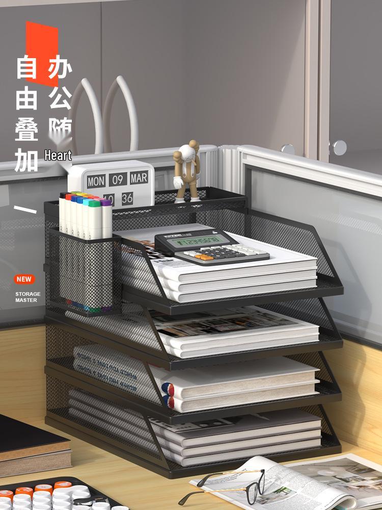 A3A4 Metall Desktop Aktenorganizer Rack - Büroarbeitsplatz Dokumentenhalter