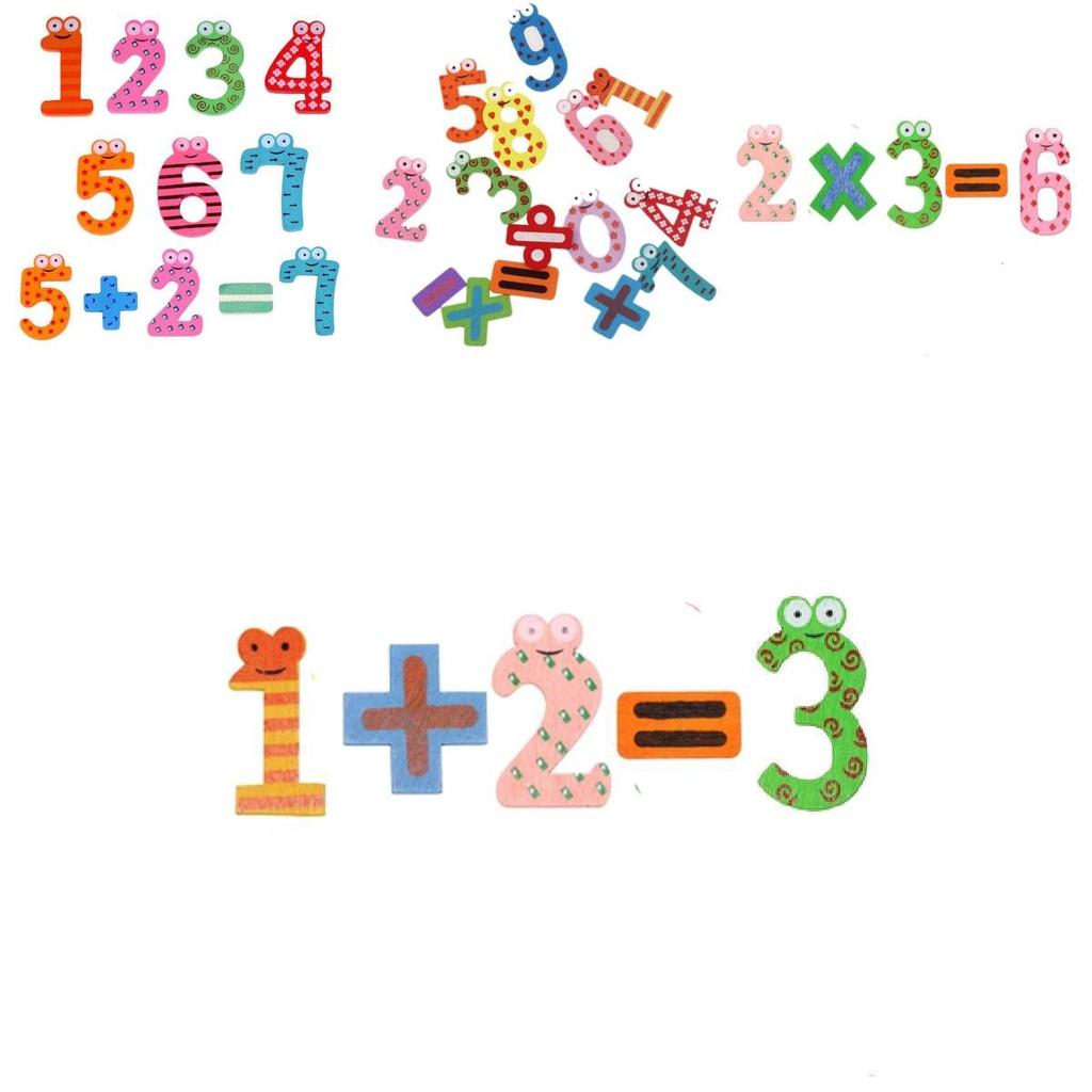 Verarbeitetes Holz Zahl Symbol Kühlschrankmagnet Spielzeug Für Kinder