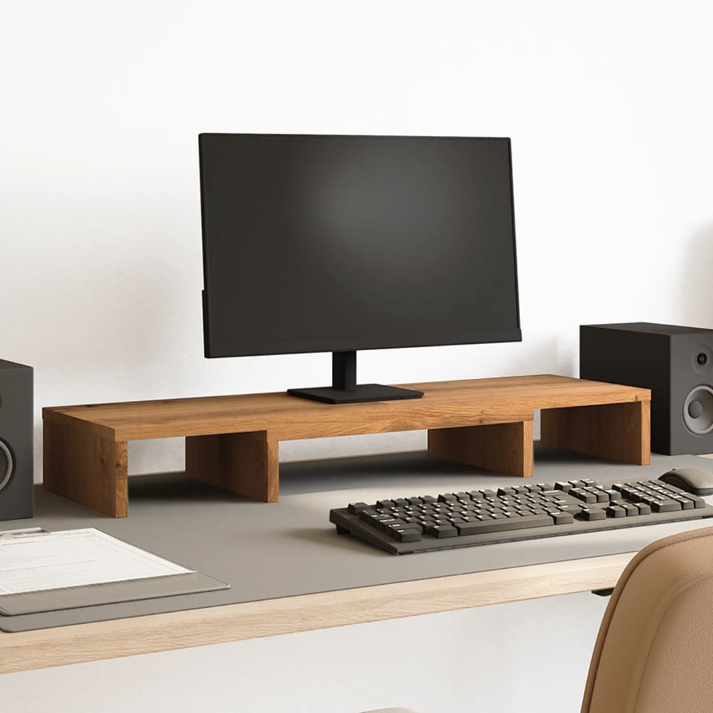 Adjustable Monitor Stand Artisan Oak Finish 80 X 24 X 10.5 Cm