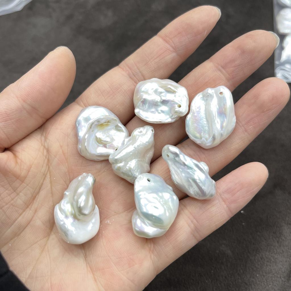 2Pcs, Baroque Pearl Pendant With Hole, Natural Freshwater Pearl Charms for Jewelry Making DIY Necklace Bracelet Accessories 15-20mm