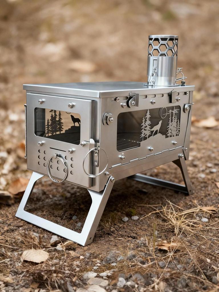 Portable Outdoor Folding Titanium Wood Tent Stove for Camping