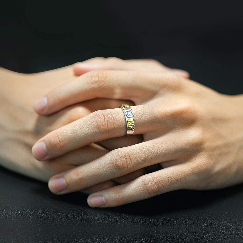 Men'S Ring S925 Sterling Silver Ring Fashion 5A Zircon Ring Temperament Ring