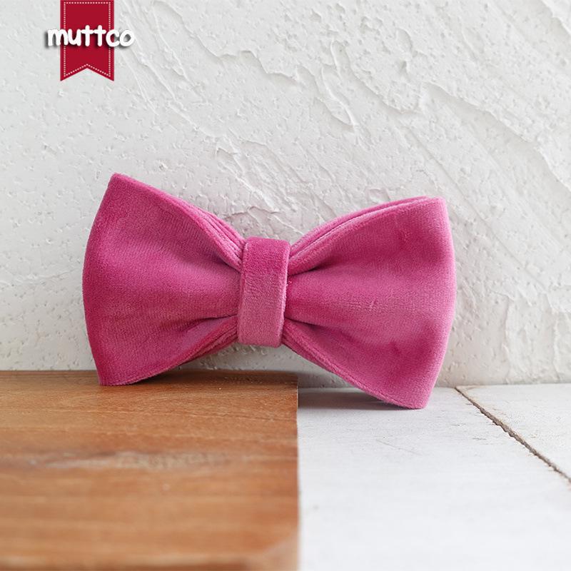 MUTTCO Pink Thick Fleece Dog Collar with Flower Ornament (UBT-146) M (11*6CM)