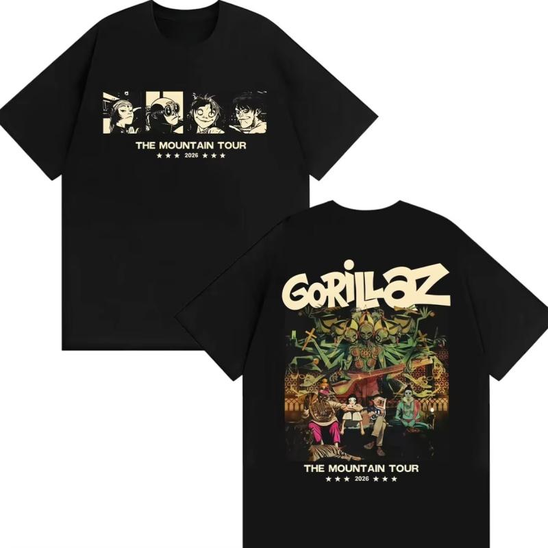 2026Gorillaz Band The Mountain Tour Graphic 2026 Tshirt Cotton Unisex Unisexs Unisexs TShirt Y2k Popular Casual ONeck Fan Tee