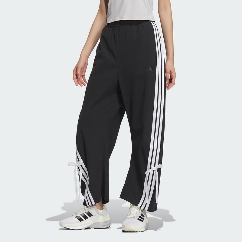 Adidas SS25 Mode Rayée Confortable Polyvalent Pantalon Décontracté Bas Femme Noir JY7666