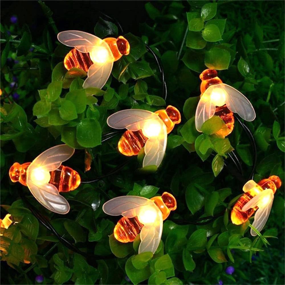 Waterproof LED Night Lights Honeybee Shaped Garden Lamp Fairy String Lights  Outdoor Courtyard