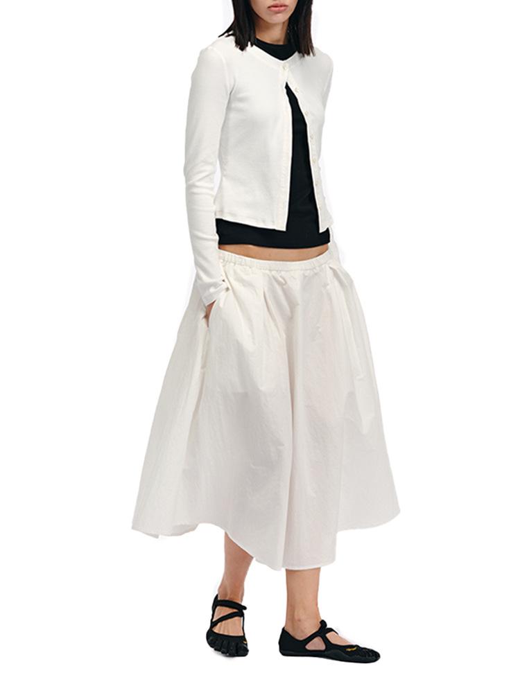 In Stock: Miu Series Intelligent Design Cardigan & Low-Waist Umbrella Skirt Two-Piece Set
