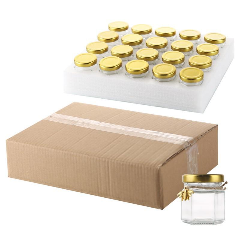 Hexagonal Transparent Glass Jar for Honey, Jam, or Sauces - Ideal for Weddings & Households