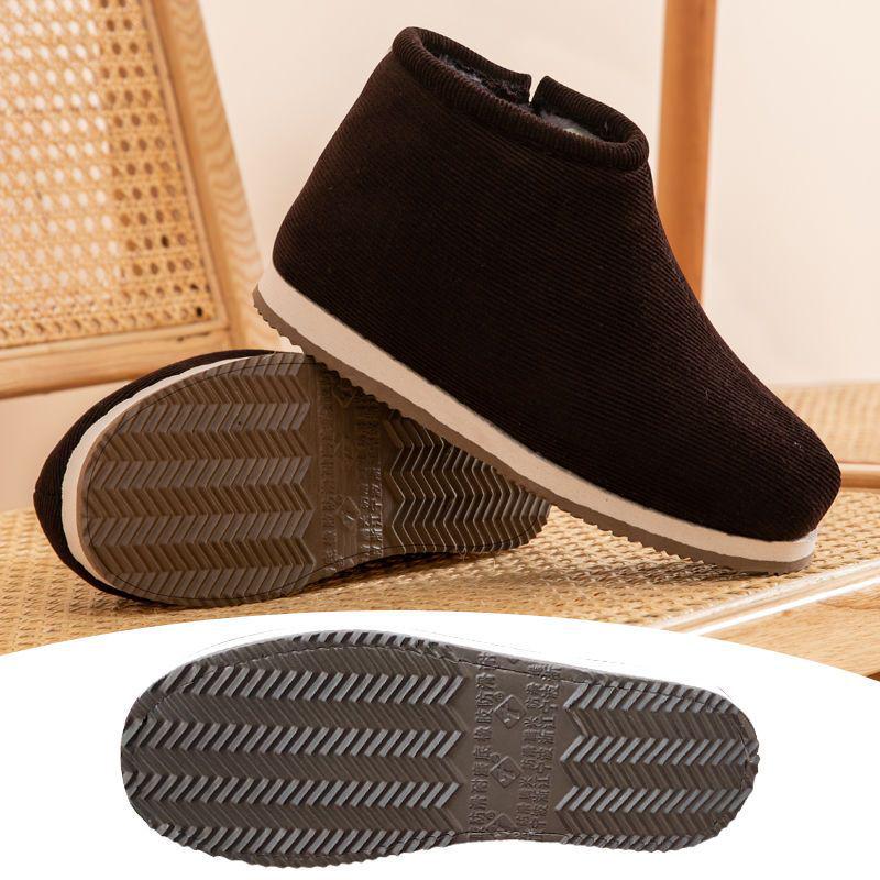 Women's Winter Handmade High-Top Non-Slip Cotton Slippers - Warm Indoor Shoes for Mom & Men