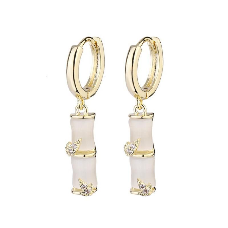 2023 Elegant Retro Bamboo Hoop Earrings for Women - Niche Chinese Design.