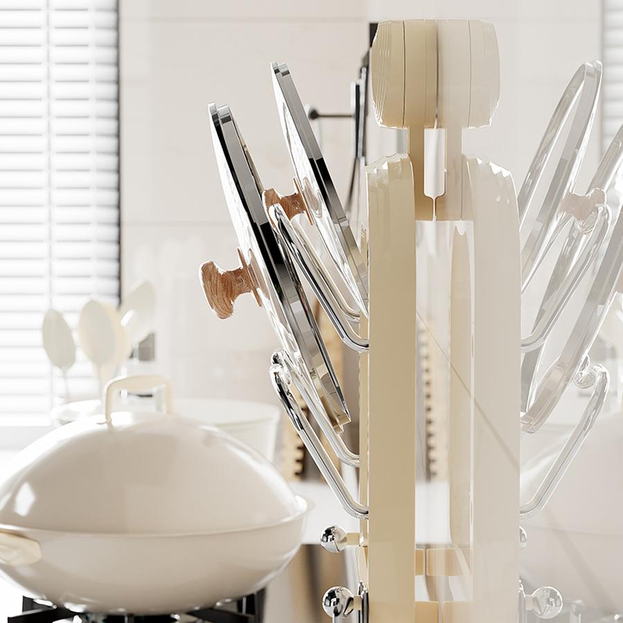 Multi-Layer Pot Lid Rack Kitchen Wall Mounted Cutting Board Holder with Hooks Multi-Functional Draining Shelf & Cutting Board Storage