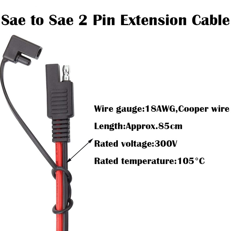 SAE Connector, CTRICALVER 1pcs SAE Connection Cable SAE, SAE Extension Power Cord 18AWG, 2