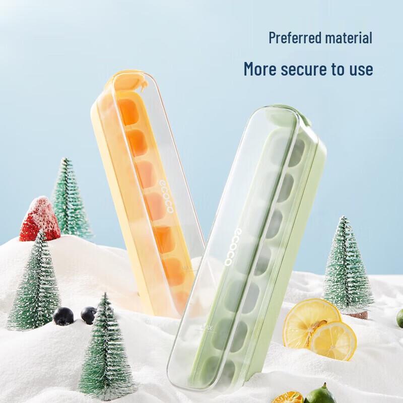 ecoco 21-Grid Press Ice Cube Tray with Lid
