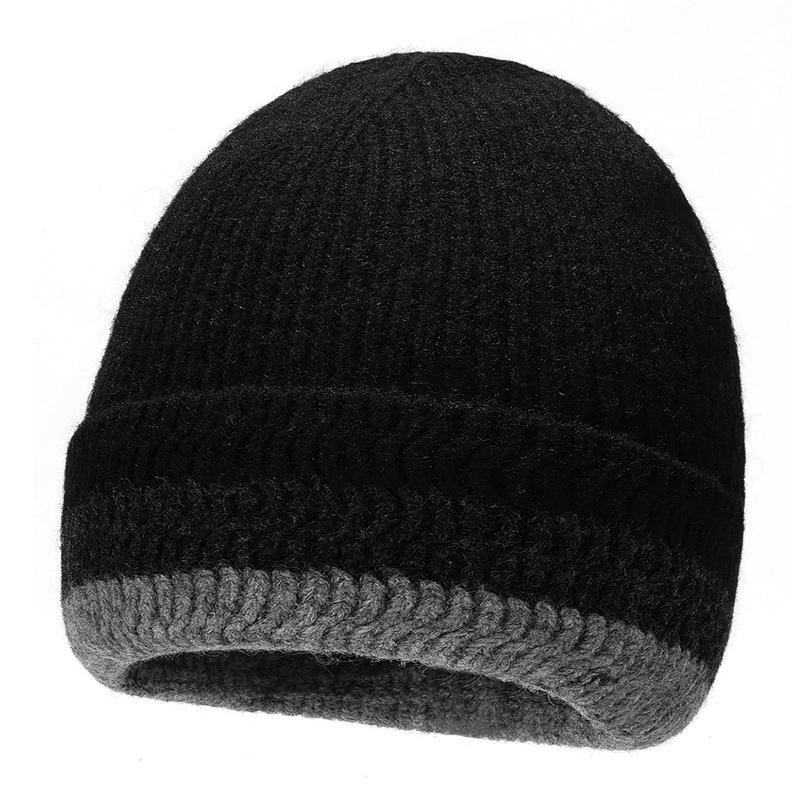 Winter Men Knitted Hat Gradient Color Matching Warm Wool Hat