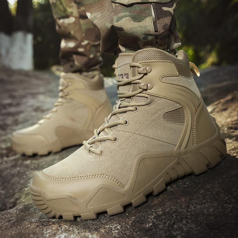 New Military Boots High-top Large-size Breathable and Wear-resistant Outdoor Camping Camping Hiking Tactical Boots Hiking Shoes